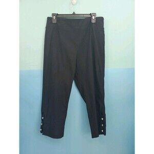 Womens Stretch Capri Pants Sz 14 Black Pullon Bead Detail Euro  Classics